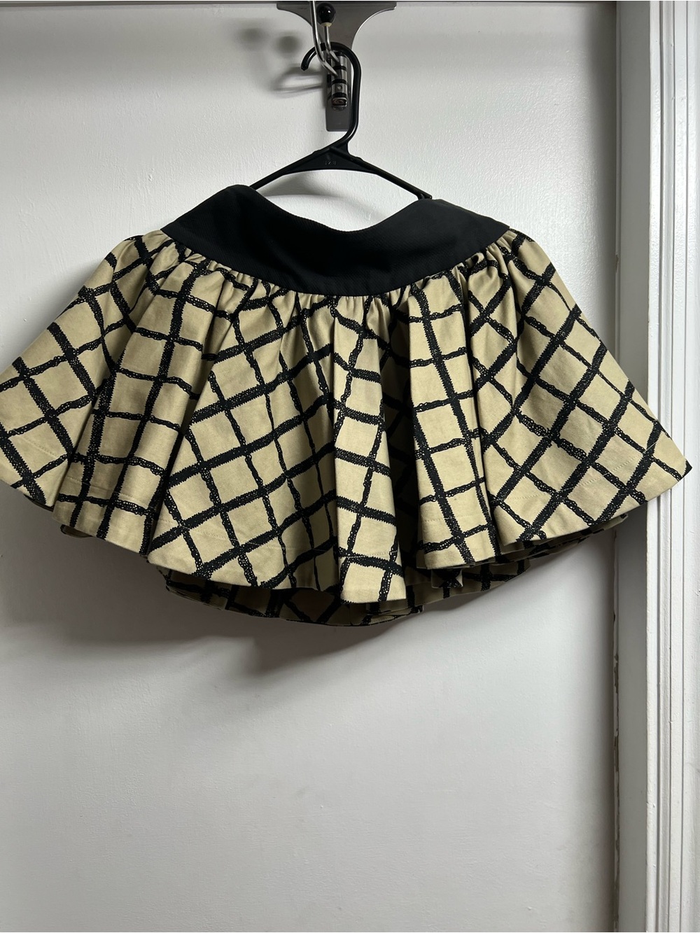Rag & Bone "Daisy" Black and Tan Checkered Flared Skirt